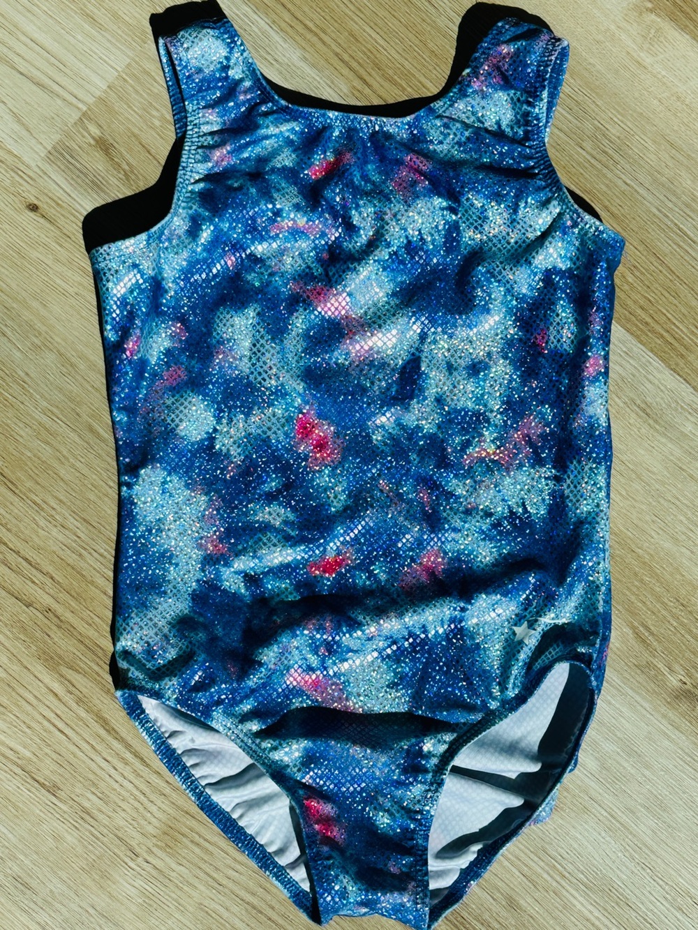 Girls' Destira Blue Galaxy-Print One-Piece Gymnastics Leotard